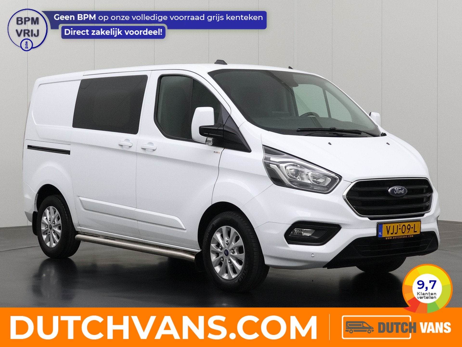 Ford Transit Custom 2.0TDCI 130PK Automaat Limited | Trekhaa, Auto's, Stof, 4 cilinders, 2037 kg, Wit