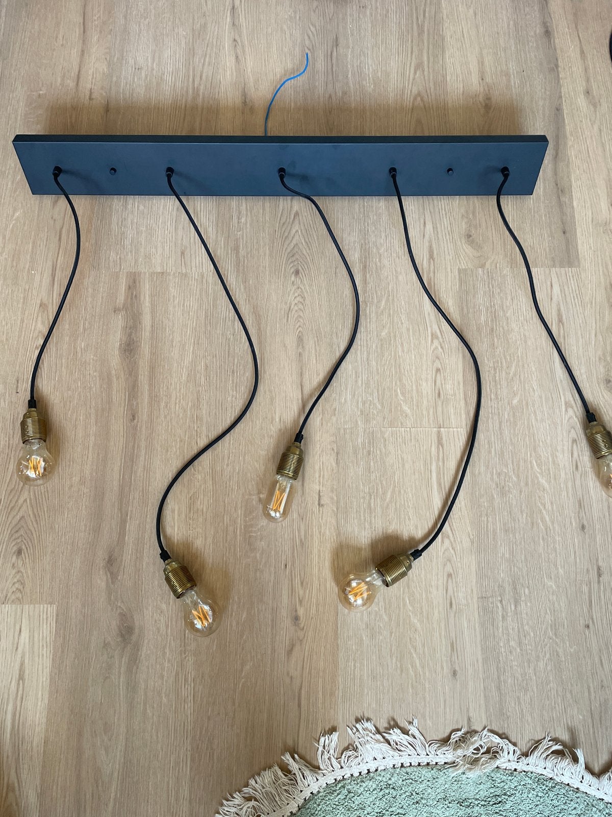 Karwei Hanglamp Ilse balk 5x E27 - Zwart/Goud, Ophalen, Zo goed als nieuw, Metaal, E27 (groot)