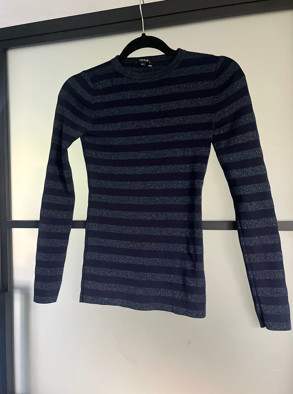 NIKKIE top gestreept met glittertje (Zgan), Blauw, Ophalen of Verzenden, Zo goed als nieuw, Korte mouw