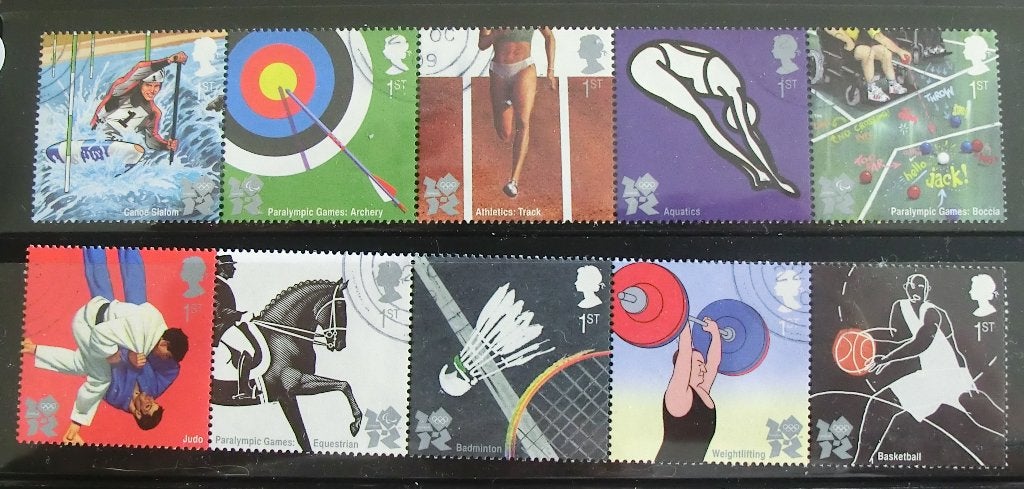 Para olympics 2 x strip van 5, cpl set gest, Ophalen of Verzenden, Gestempeld