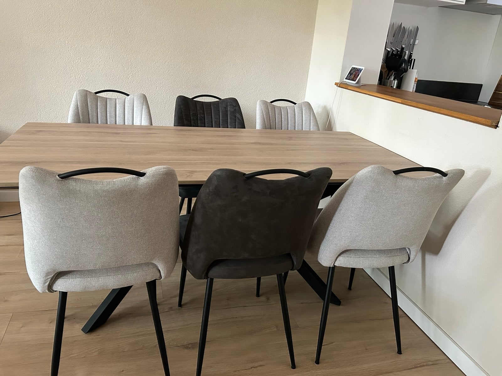 Eettafel 190x90 met 6 eetkamerstoelen van De Bommel, Huis en Inrichting, Complete eetkamers, Zo goed als nieuw, 6 tot 8 stoelen