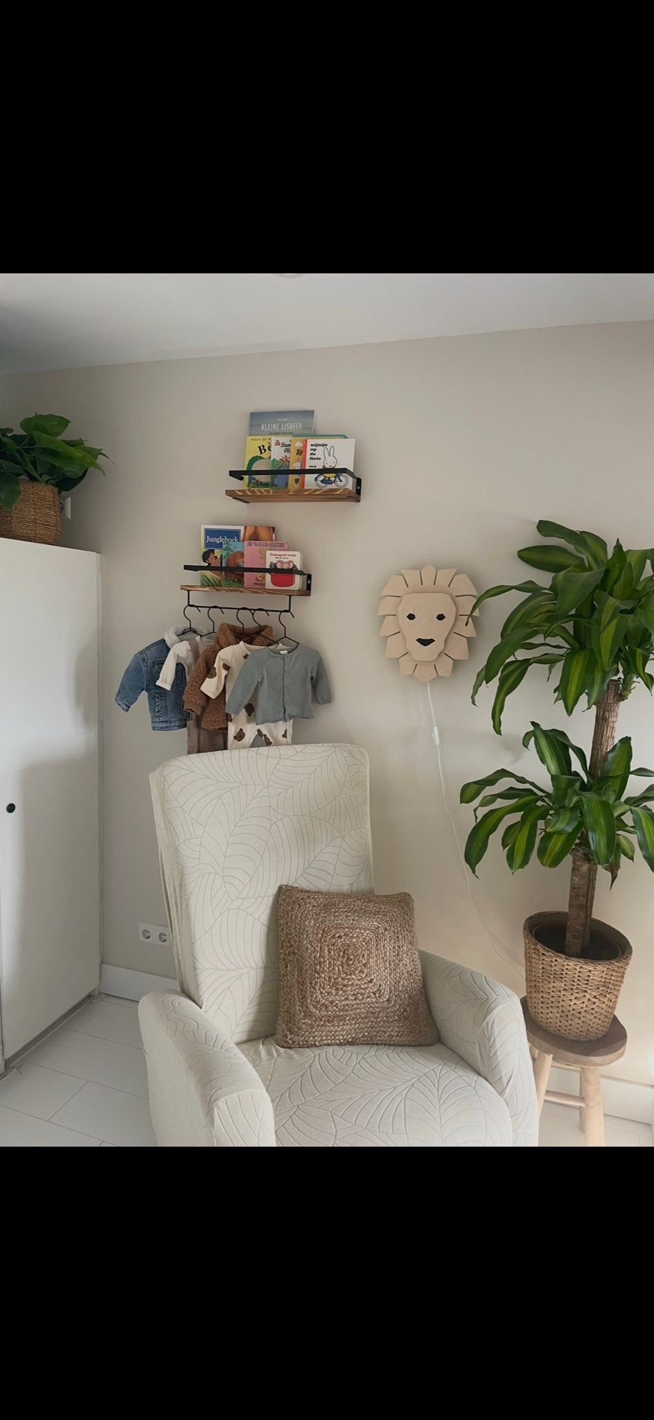 Schommelstoel babykamer, Fauteuil met voetenbank, Ophalen, Gebruikt, 75 tot 100 cm, Stof