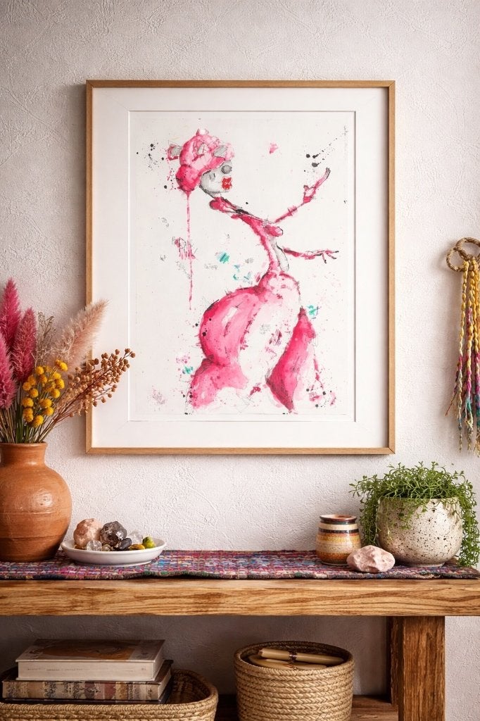 Exclusief Schilderij – Jacques Sparrow - Amsterdam, Ophalen of Verzenden, Papier/karton, 40 cm, Roze