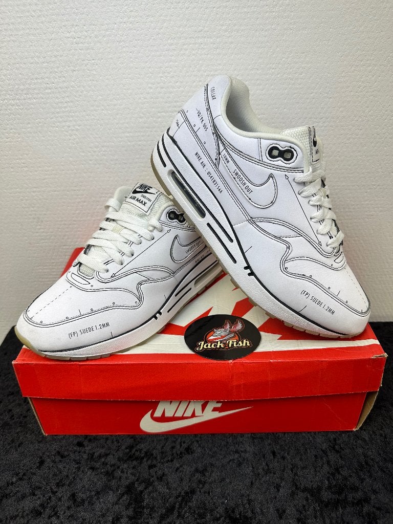 Nike air Max 1 Sketch Tinker Schematic - size 39, Wit, Ophalen of Verzenden, Nike air max, Sneakers of Gympen