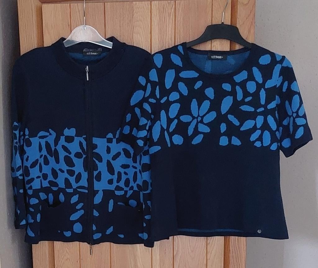 Golléhaug Collection: Vest en Shirt set, maat M en L, Ophalen, Blauw, Maat 42/44 (L), Zo goed als nieuw
