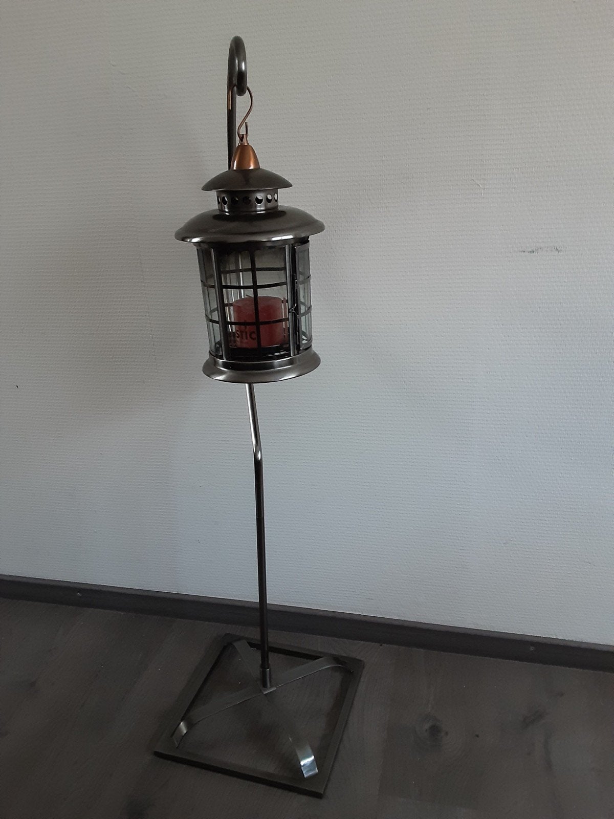 Zware metalen lantaarn met standaard, Overige merken, Gebruikt, Grijs, Overige fittingen