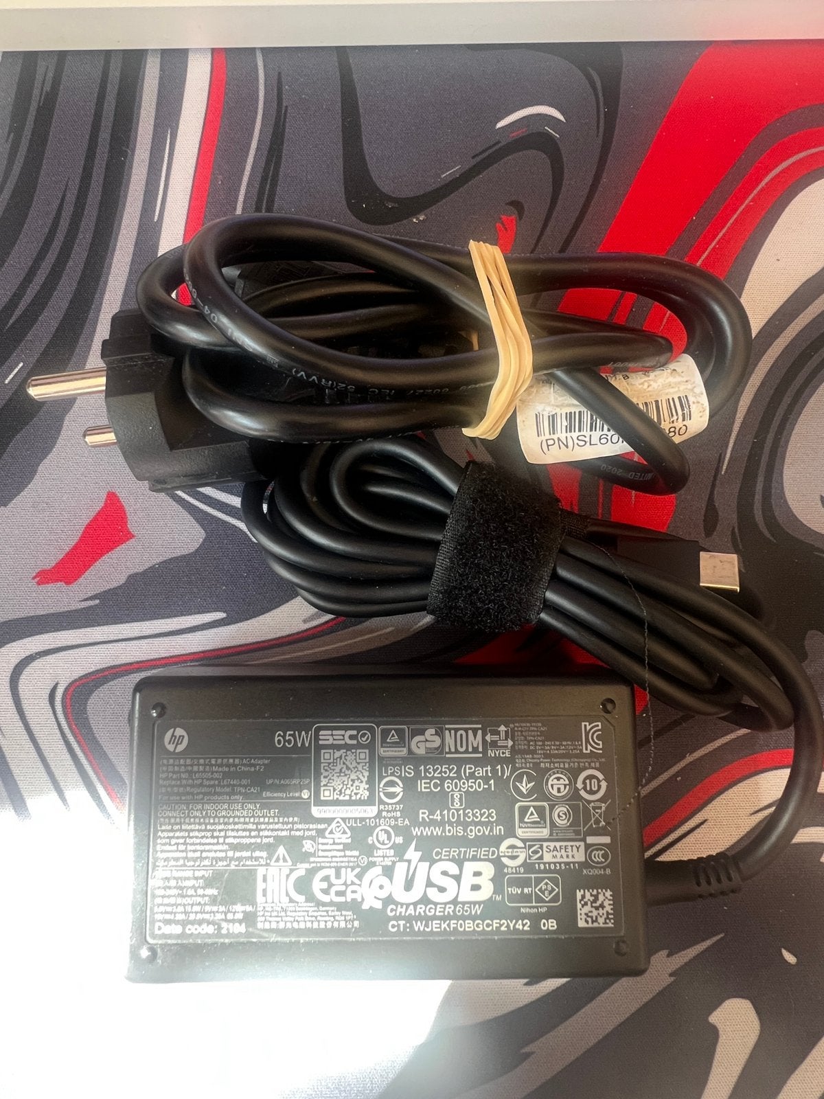 Originele HP 65 W USB-C laptop oplader (L65505-002), Computers en Software, Ophalen of Verzenden, Gebruikt