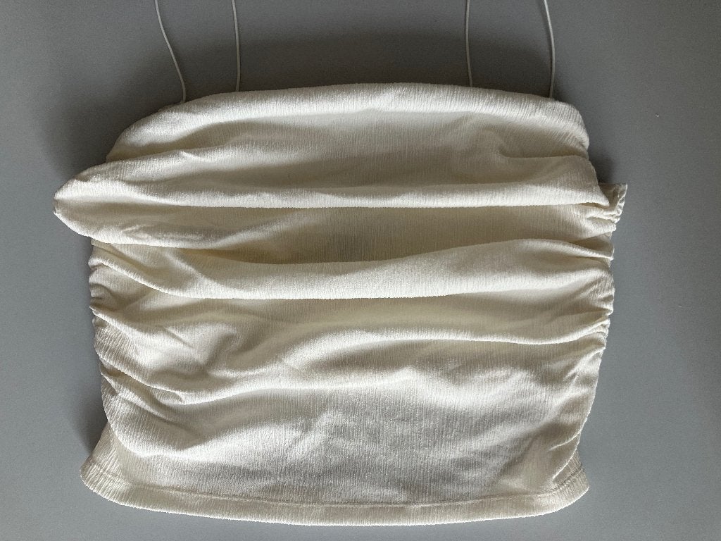 Topje met bandjes en geplooide zijkanten maat M, Maat 38/40 (M), H&M, Beige, Ophalen of Verzenden