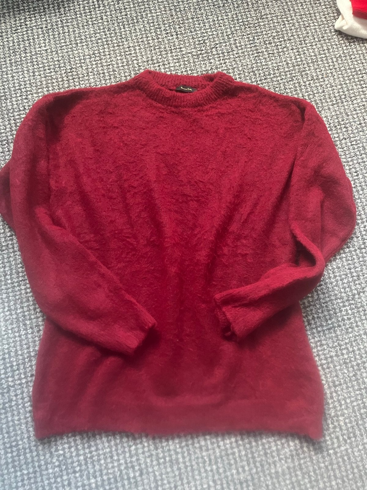 Massimo Dutti bordeaux trui S mohair wol blend oversized, Ophalen of Verzenden, Zo goed als nieuw, Maat 36 (S), Rood
