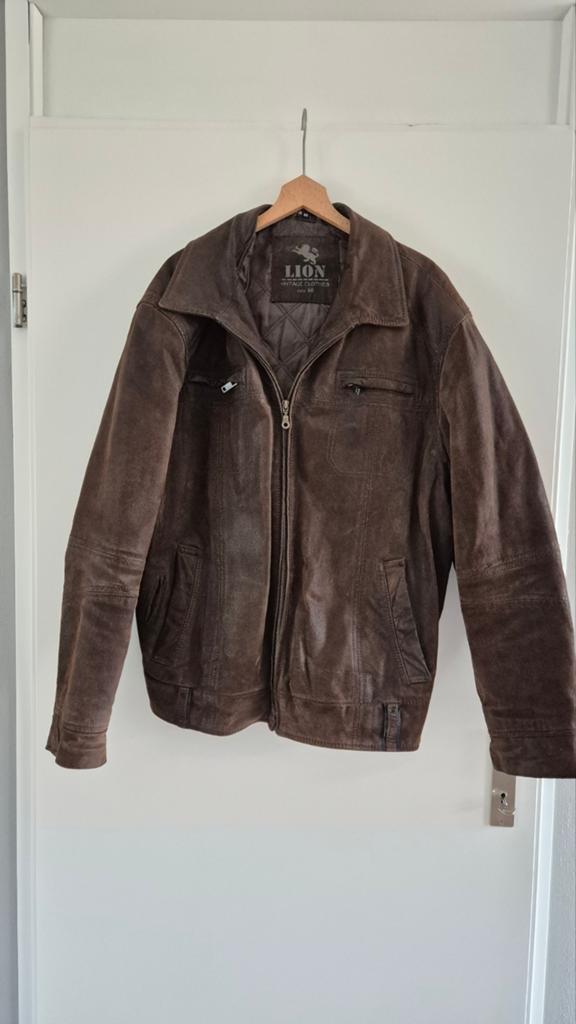 LION Vintage Clothes Leren Jas - Maat 60, Bruin, LION Vintage Clothes, Overige maten, Ophalen of Verzenden