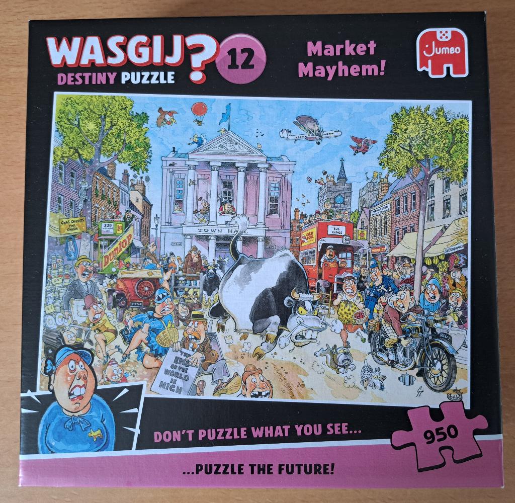WASGIJ DESTINY PUZZLE - MARKET MAYHEM - 950 stukjes, Ophalen of Verzenden, 500 t/m 1500 stukjes, Zo goed als nieuw, Legpuzzel