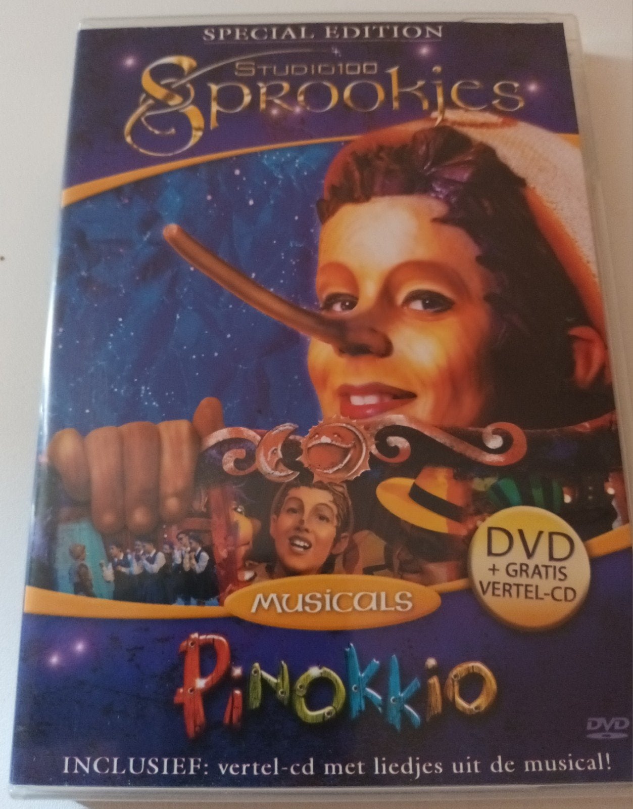 dvd en cd studio 100 musical Pinokkio, Alle leeftijden, Ophalen of Verzenden, Zo goed als nieuw