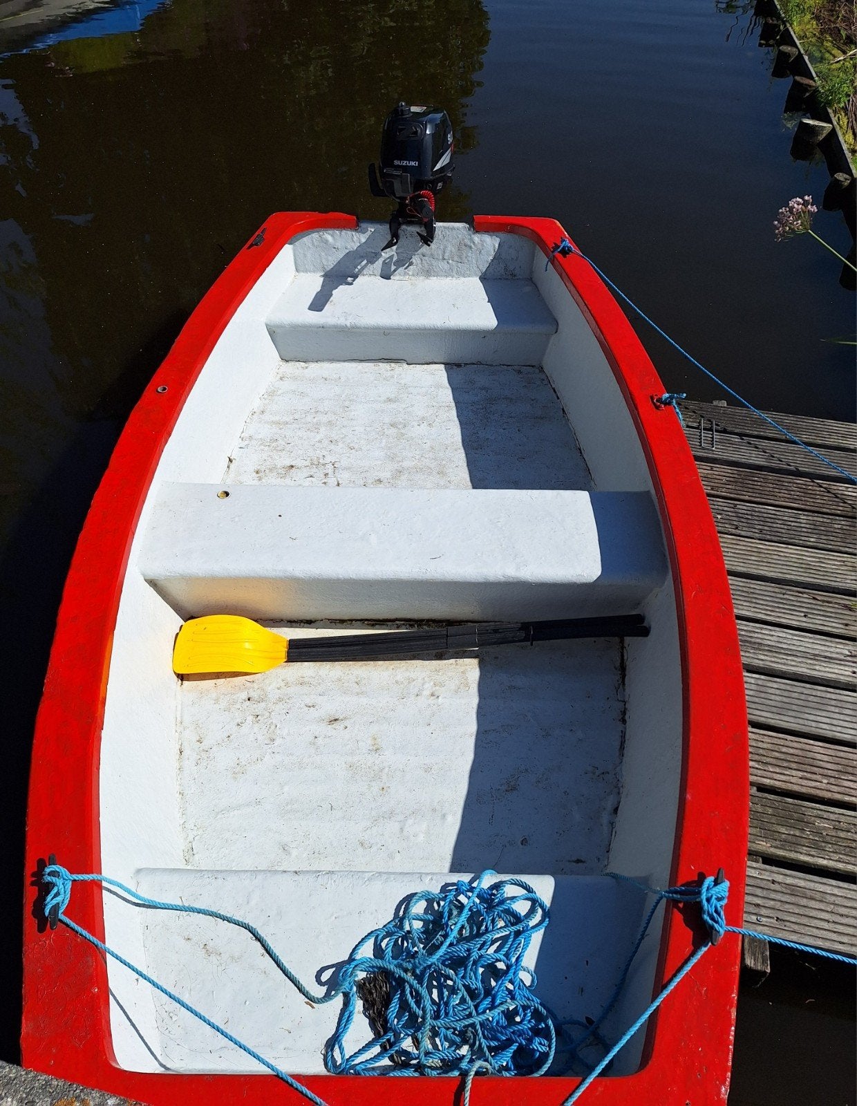 bootje met 5pk Suzuki buitenboordmotor, Ophalen, Gebruikt, Motor en Techniek