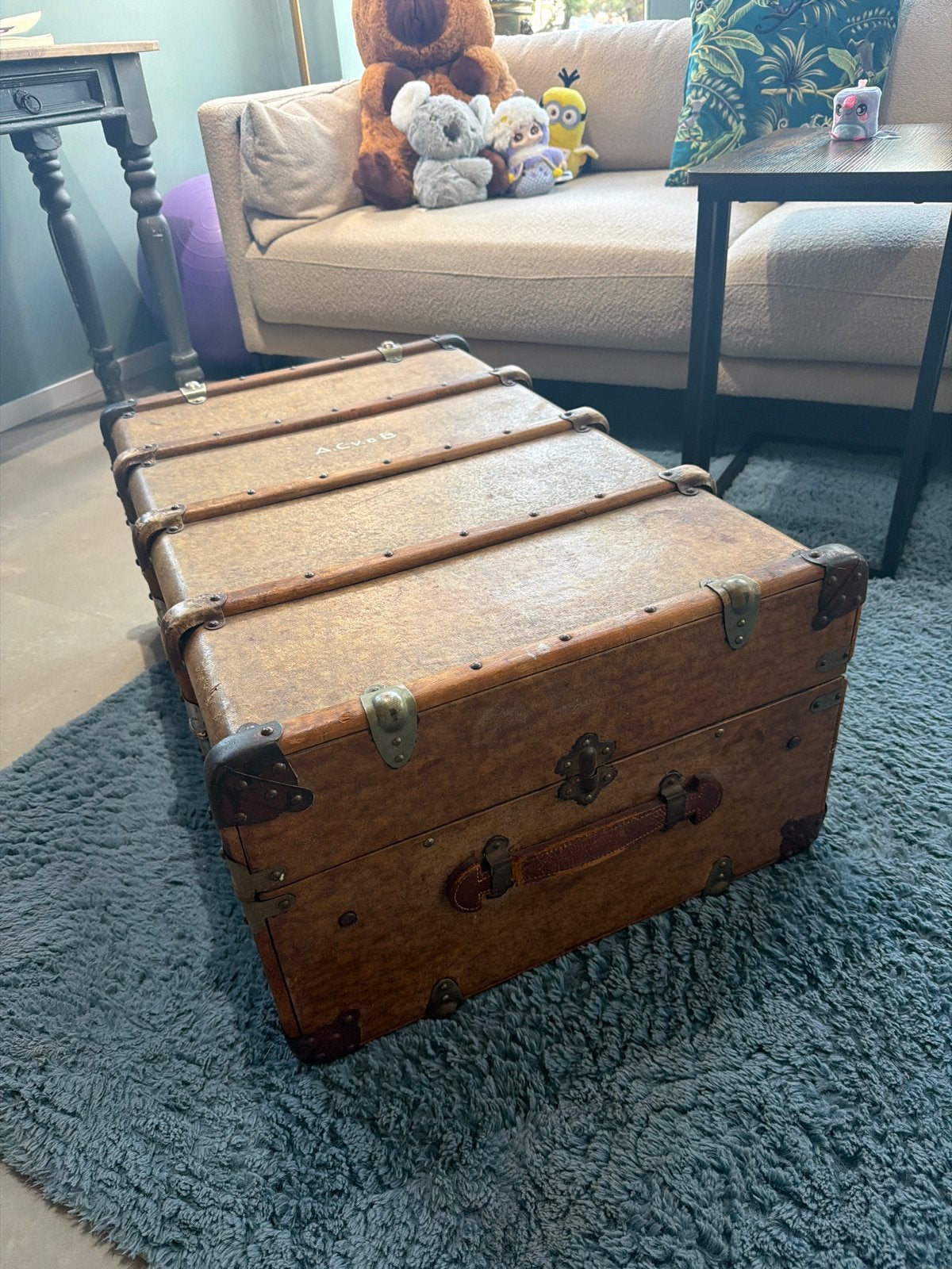 Foto 4 van Antieke houten koffer/kist - Vintage decoratie