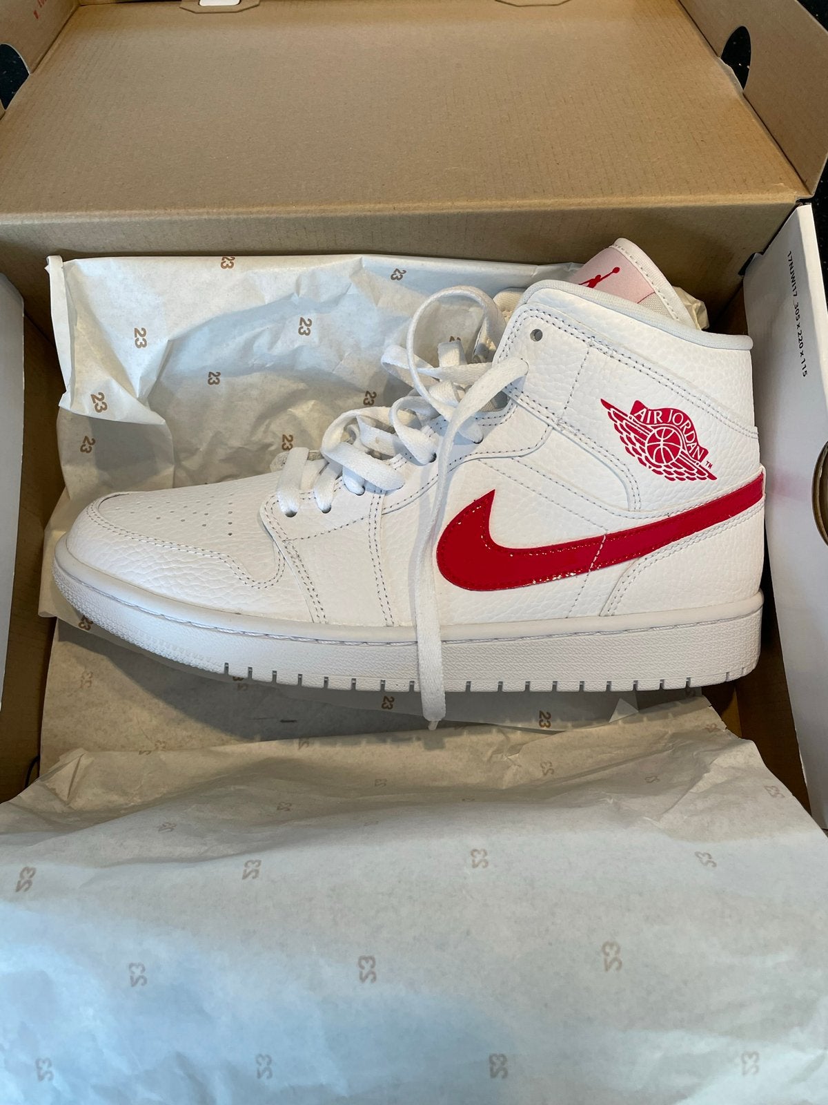 Nike Air Jordan 1 Mid White University Red (W), Ophalen, Wit, Nieuw, Sneakers of Gympen