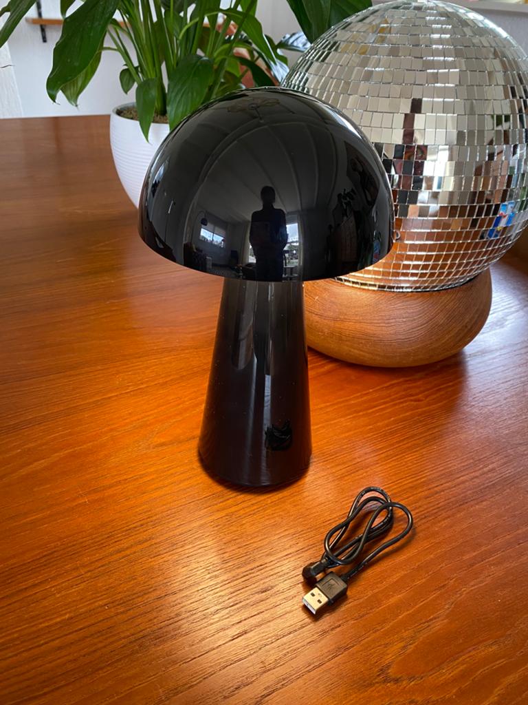 H&M vintage retro mushroom paddenstoel tafellamp lamp zwart, Ophalen of Verzenden, Gebruikt, Kunststof