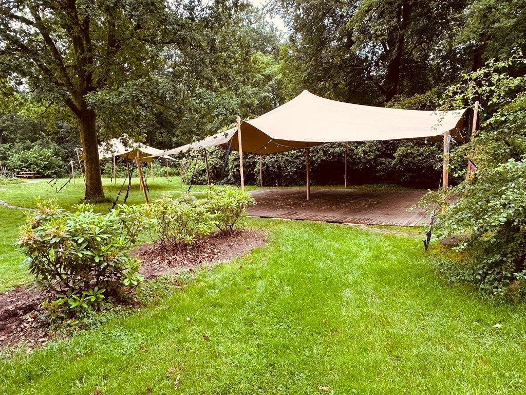 Stretchtent 7,5x10m te huur incl. op- en afbouw, Ophalen, Nieuw, Overige