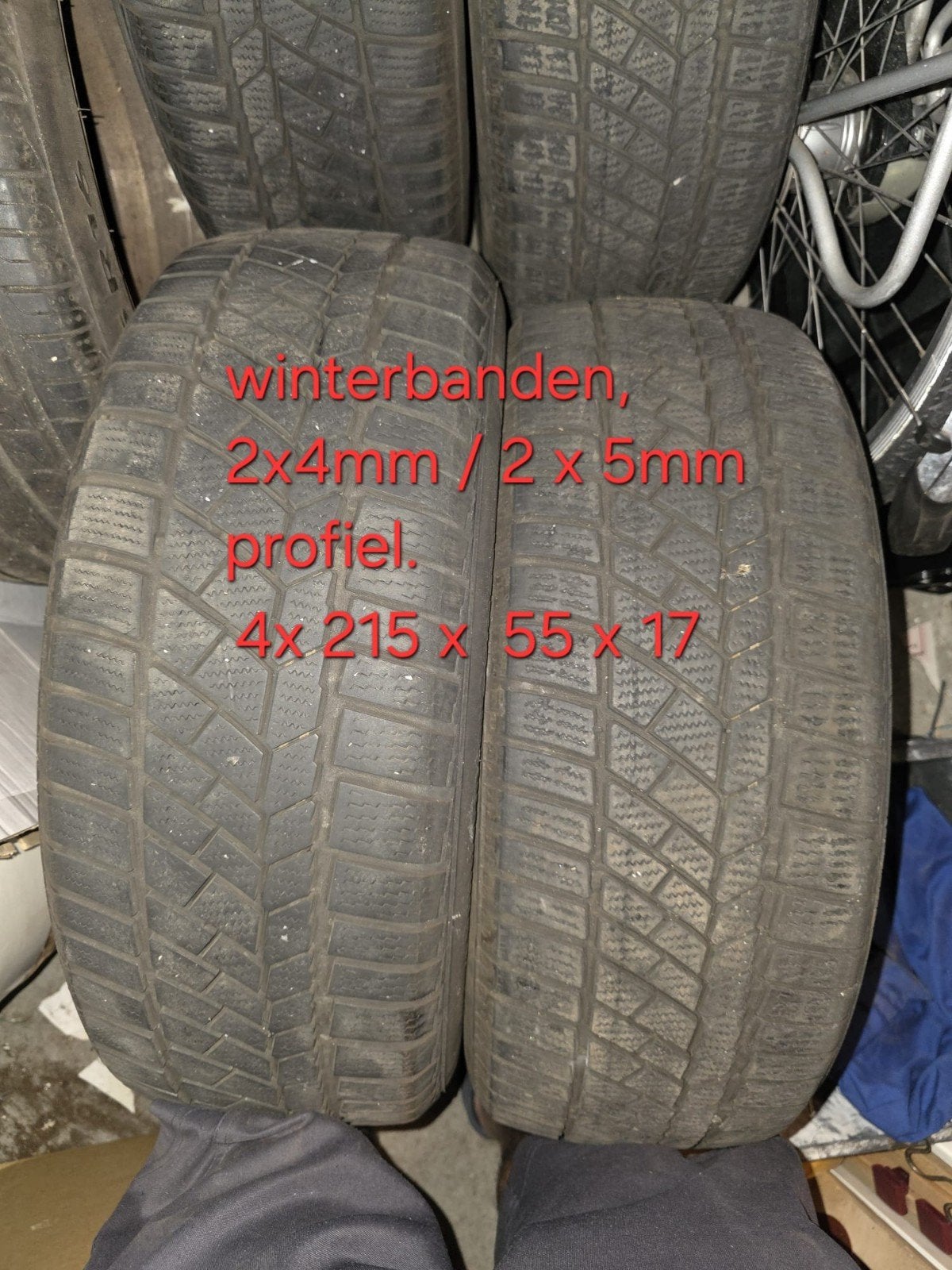 4x winterbanden 215 55 17 voor passat, Ophalen, Gebruikt, Volkswagen