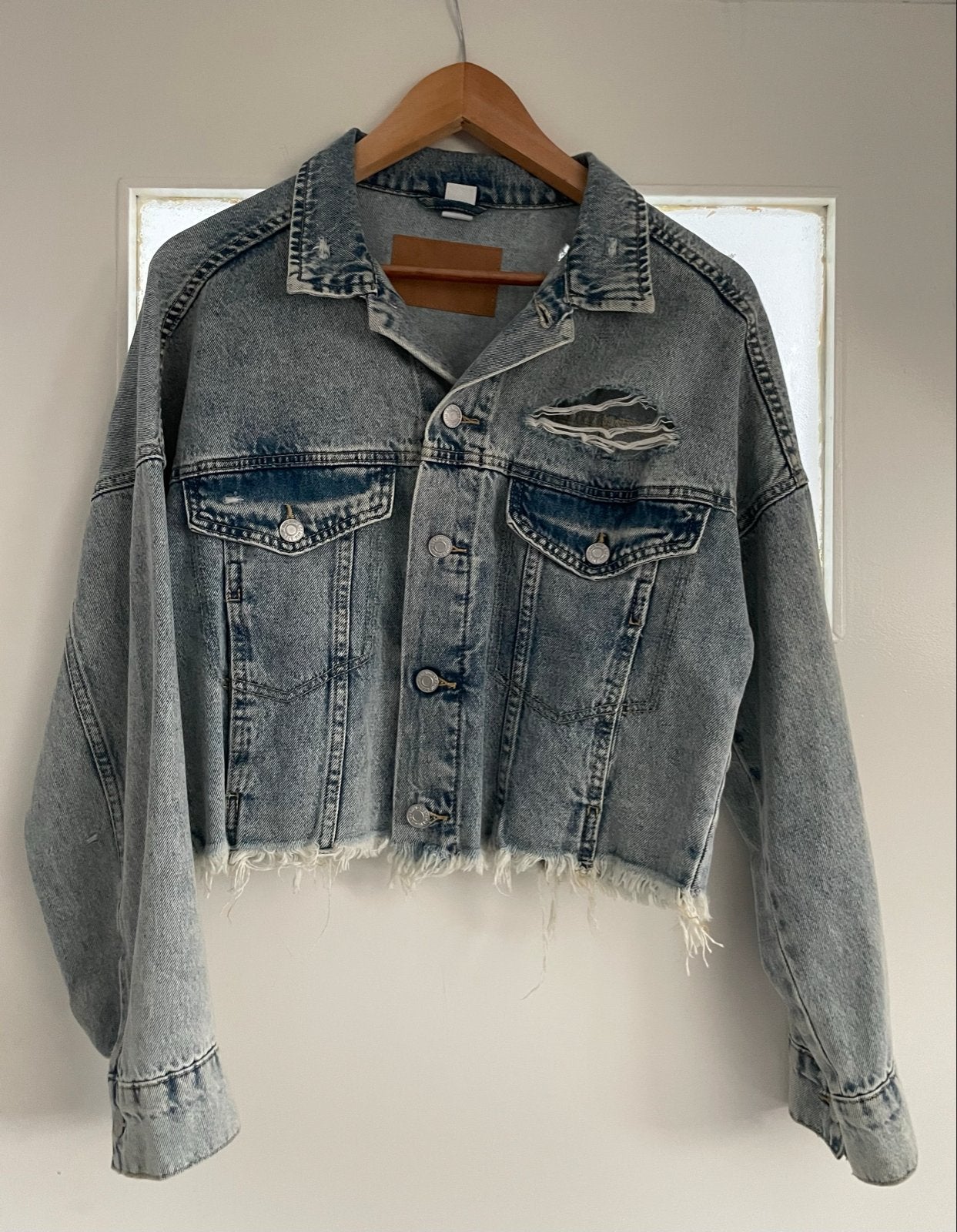 Denim spijkerjack maat S, Verzenden, Gedragen, Maat 36 (S), Blauw