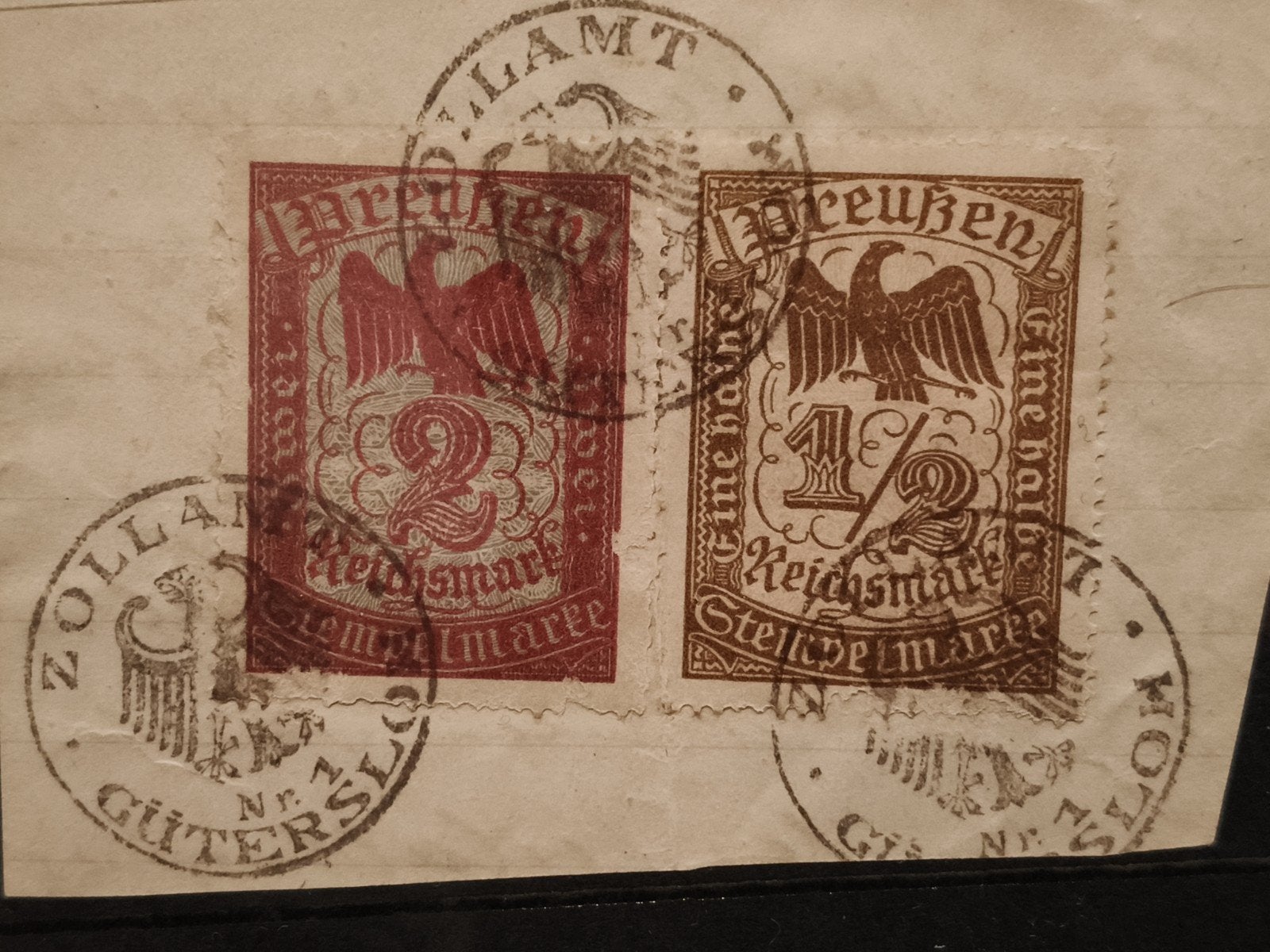 Duitse Keizerrijk Stempelmarken: 1/2 en 2 Reichsmark, Ophalen of Verzenden, Duitse Keizerrijk, Gestempeld