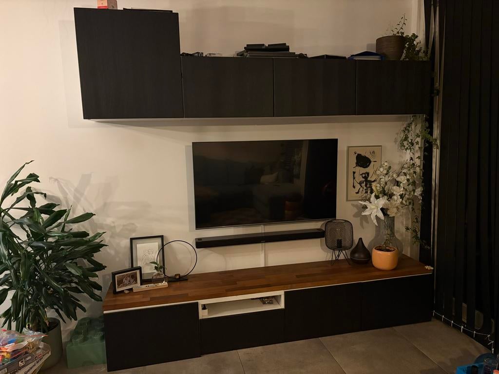 Ikea Besta TV-meubel Timmervinken + lades en kastjes, zwart, Ophalen, 150 tot 200 cm, Zo goed als nieuw, Minder dan 100 cm