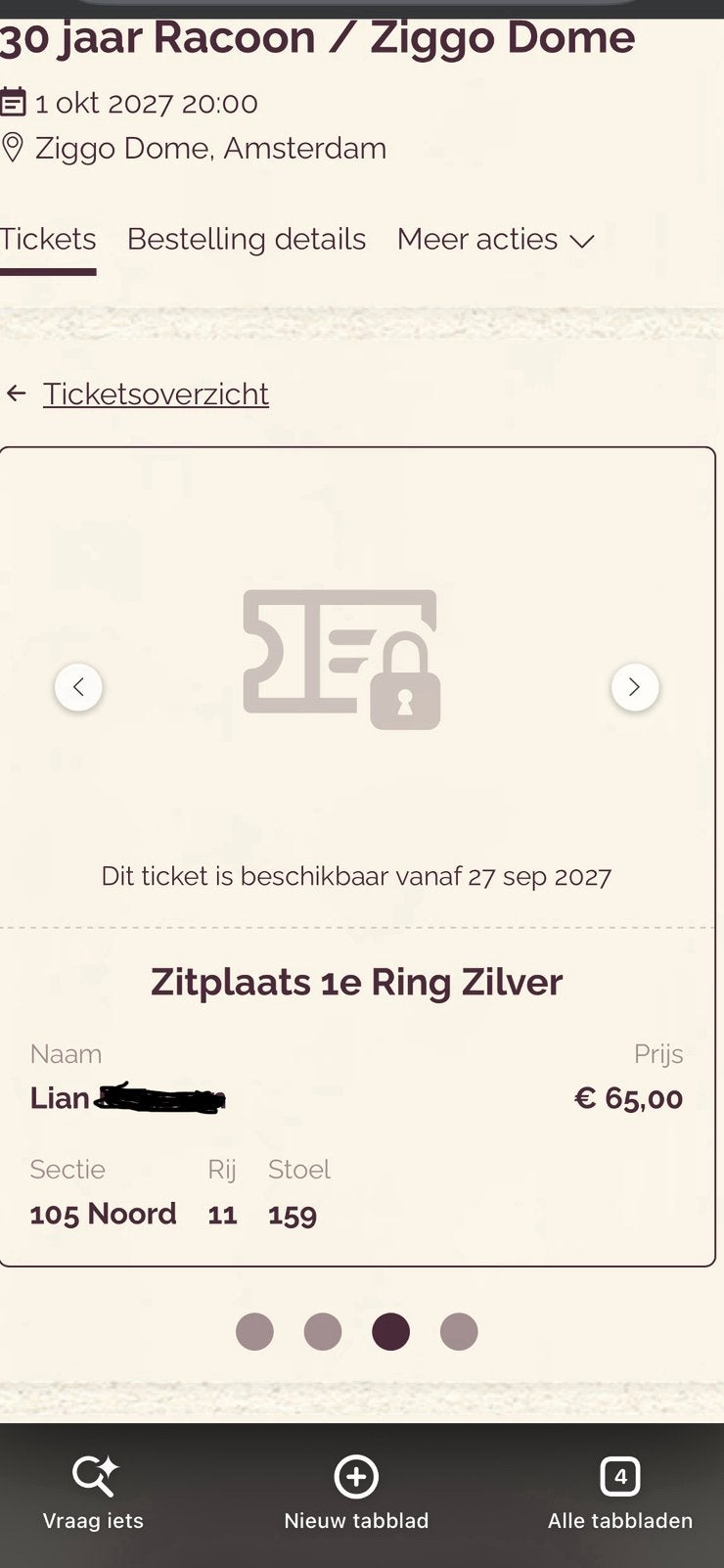 2 tickets Racoon concert 1 oktober 2027 in ziggo dome, Tickets en Kaartjes, Twee personen, Oktober