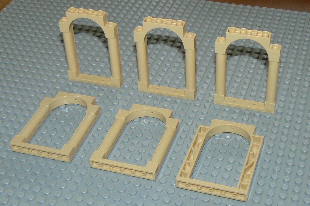 L304 Deur frame 1x6x7 gebogen met pilaren beige 6 st., Ophalen of Verzenden, Nieuw, Losse stenen, Lego