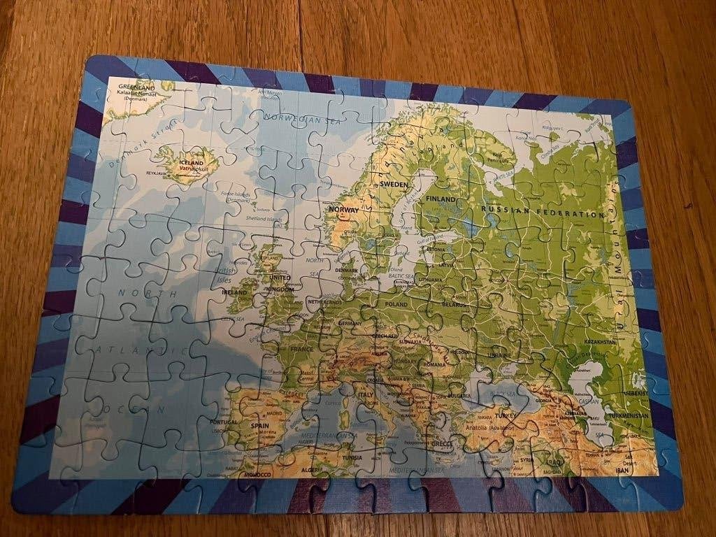 Puzzel 100 stukjes Europa 30x22cm - zgan, Ophalen of Verzenden, Meer dan 50 stukjes, Zo goed als nieuw, 6 jaar of ouder