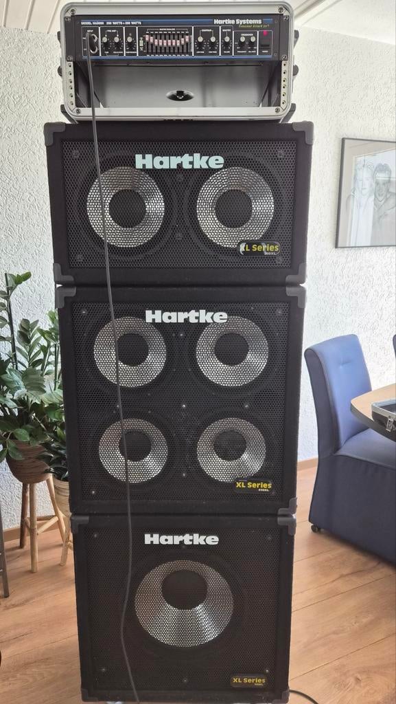 Hartke HA5000 basversterker met 2x10, 4x10 en 1x15 kasten, Ophalen, Gebruikt, Basgitaar, 100 watt of meer