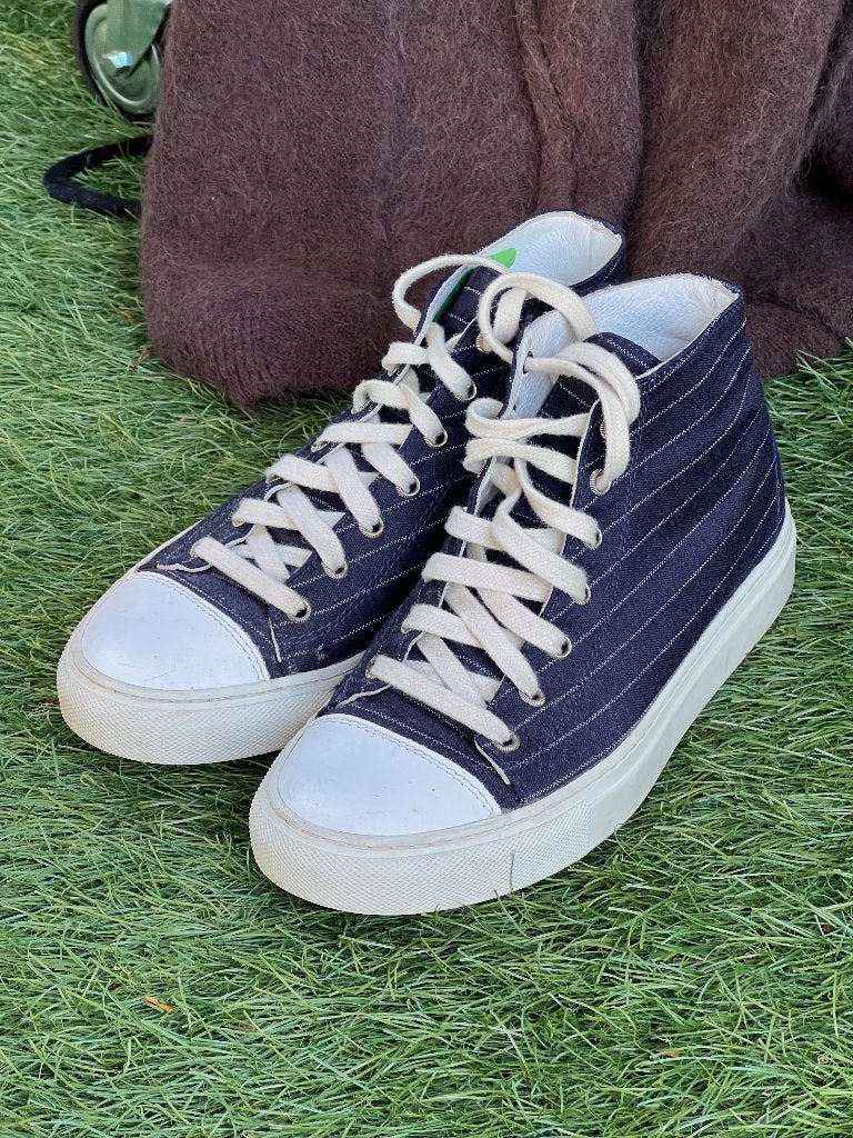 SOFIE d'HOORE navy stripe sneakers leer gev mt 39 €75- TIEN, TIEN concepts, -, Blauw, -