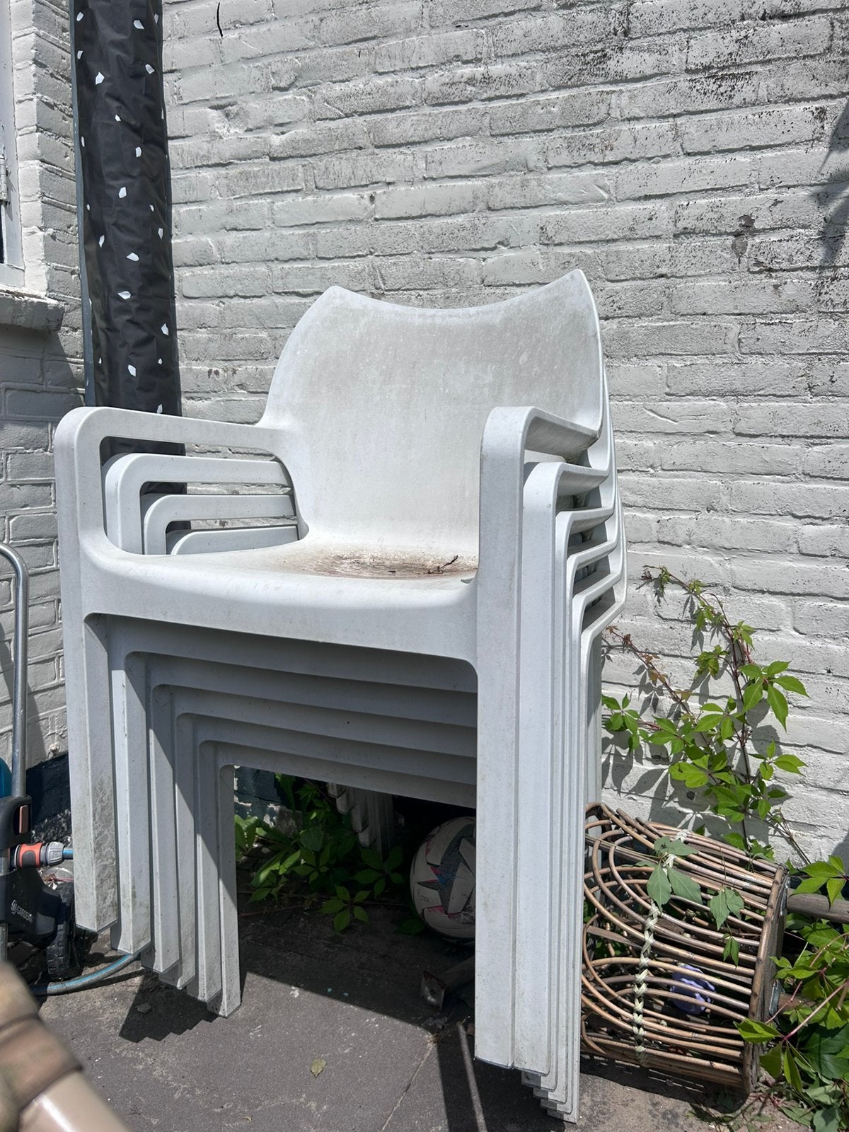 Diva tuinstoelen set van 6, stapelbaar, wit, Ophalen, Gebruikt, Kunststof, Stapelbaar