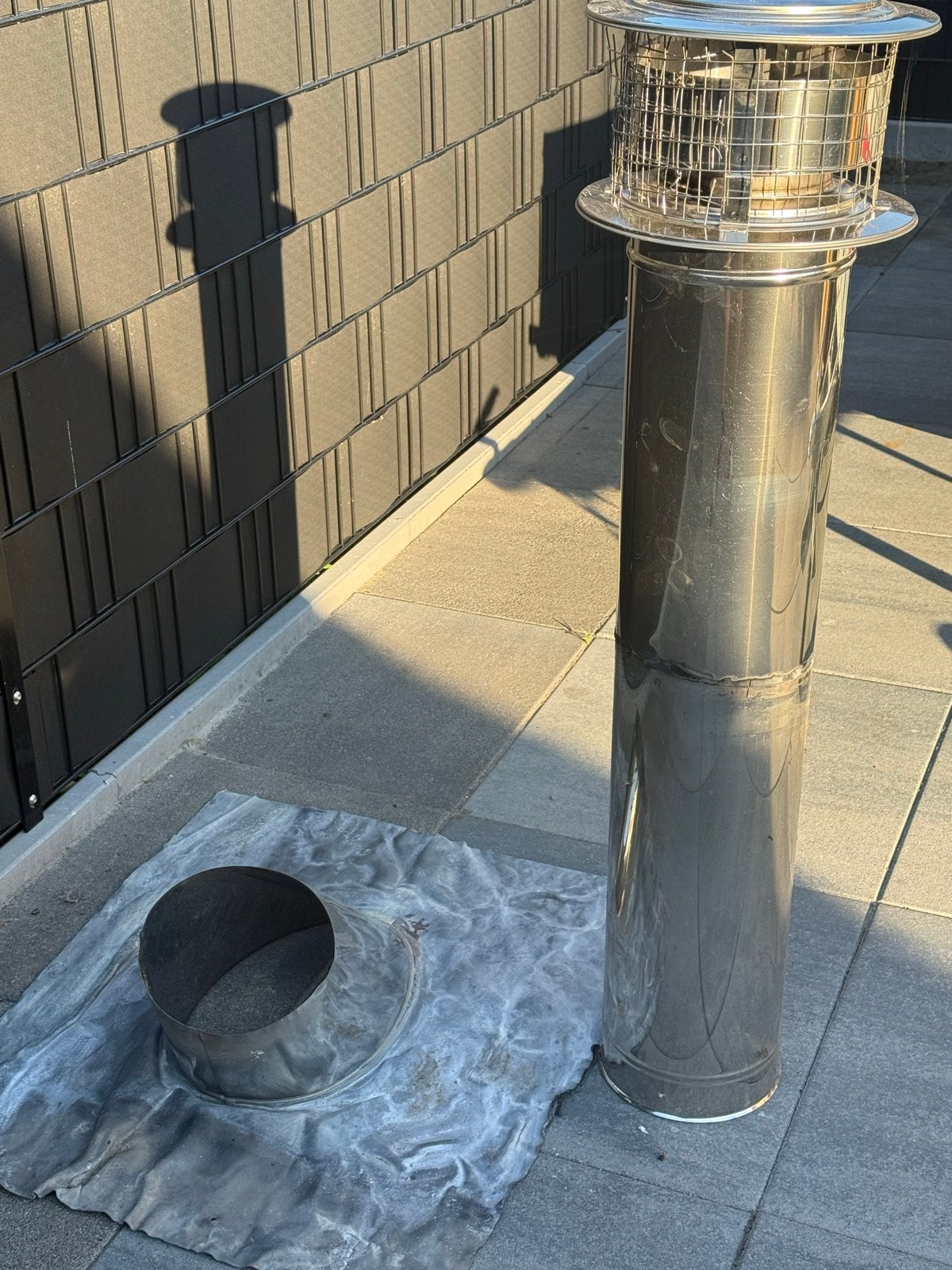 RVS Dubbelwandige Rookkanaal met Regenkap, Doe-het-zelf en Verbouw, Ventilatie en Afzuiging, Ophalen, Gebruikt, Afzuiger