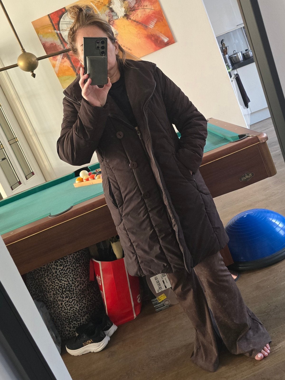 Burton Elegante Bruine Gewatteerde Winterjas Maat 40-42, Kleding | Dames, Bruin, Maat 42/44 (L), Ophalen of Verzenden, Gedragen