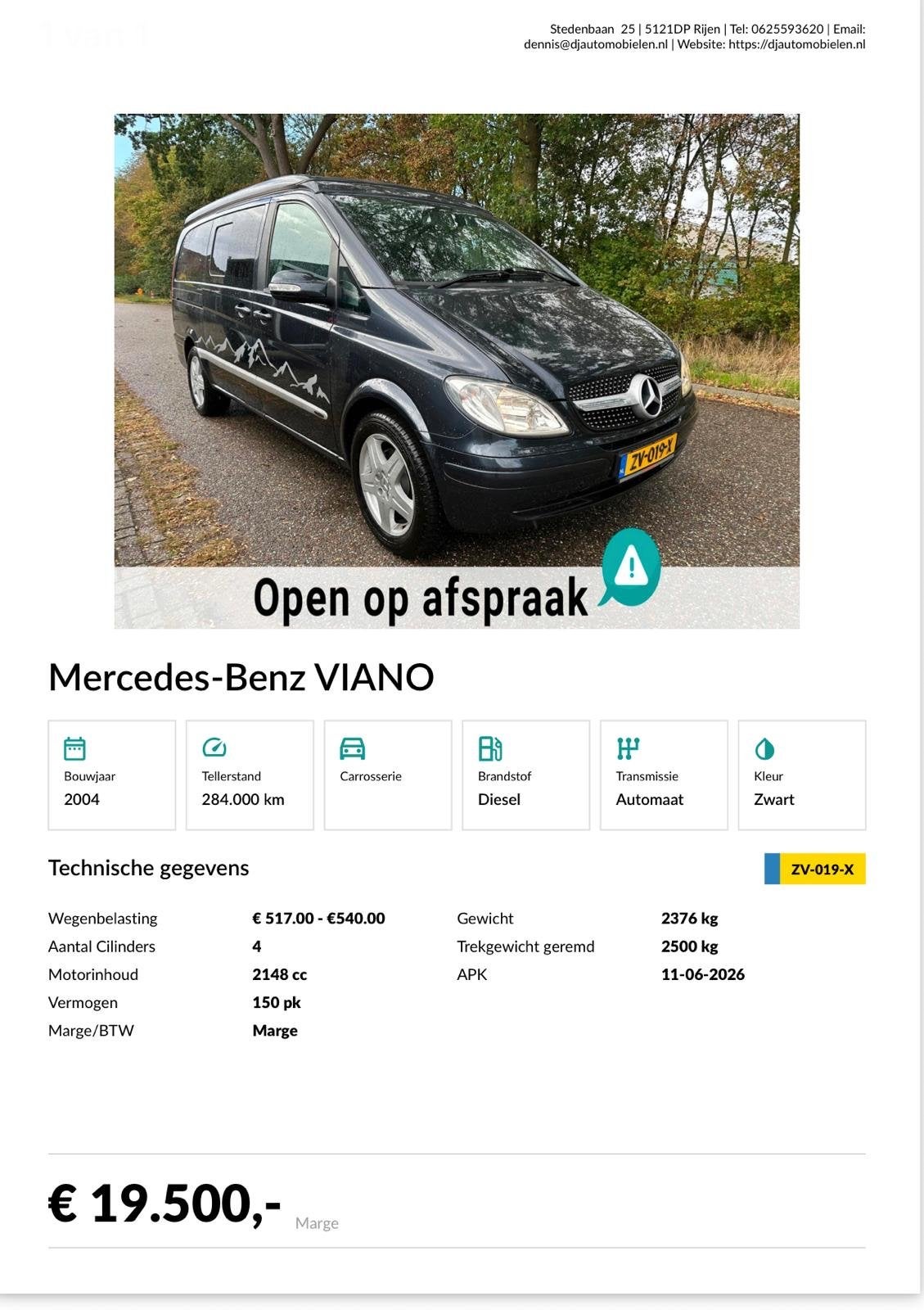 Mercedes-Benz Viano Marco Polo - Compacte Camper, Caravans en Kamperen, Mercedes-Benz, Bedrijf, Diesel, Audio installatie