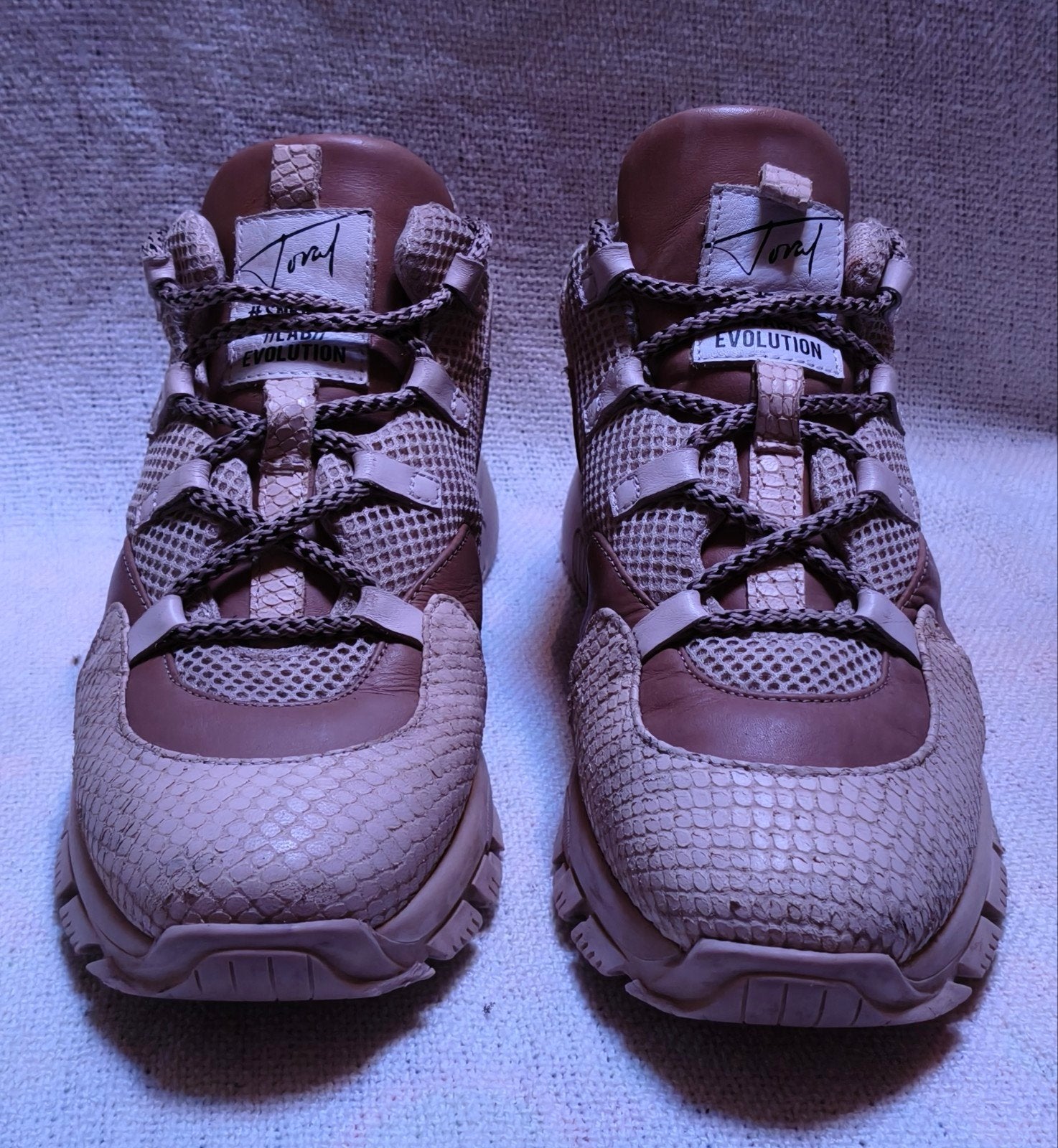 Toral Track Run Dad Sneakers - Nude/Bruin Slangenprint, Verzenden, Beige, Toral, Sneakers of Gympen
