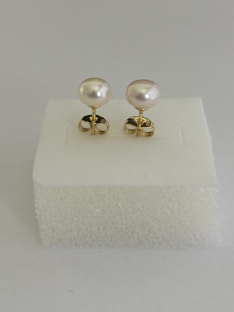 Parel Oorbellen Akoya Parels 6mm Goud Minimalistisch, Wit, Nieuw, Ophalen of Verzenden, Knopjes of Stekers