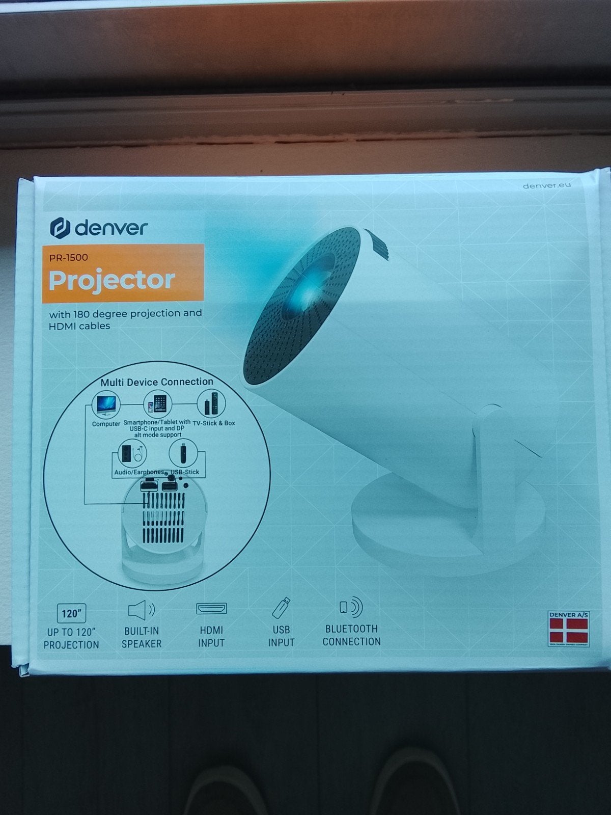 Denver PR-1500 Projector - 180 graden projectie, Audio, Tv en Foto, Beamers, LED, Nieuw, Ophalen of Verzenden, Overige resoluties