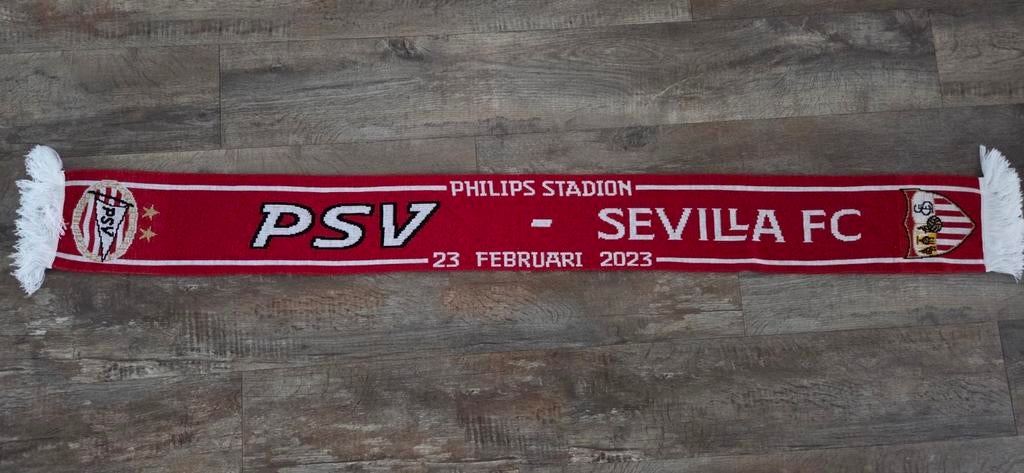 Sjaal PSV - Sevilla, Verzamelen, Sportartikelen en Voetbal, Ophalen of Verzenden, Zo goed als nieuw, PSV, Vaantje of Sjaal