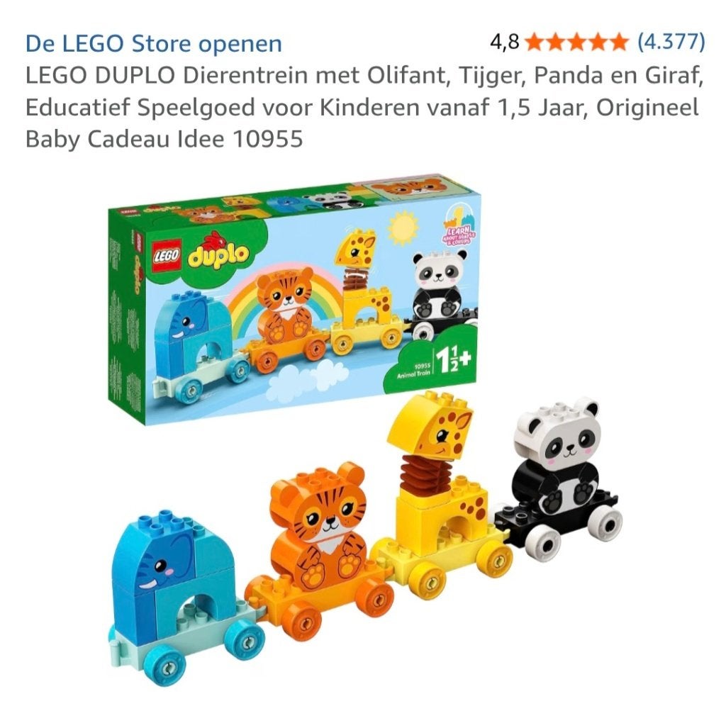 Lego duplo dierentrein 10955, Ophalen, Complete set, Duplo