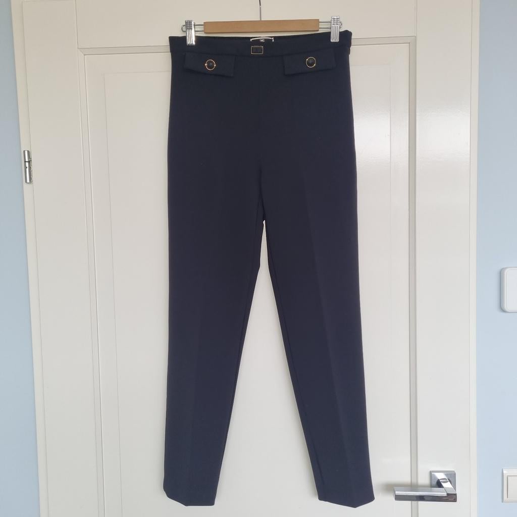 Elisabetta Franchi broek, mt IT44, Ophalen of Verzenden, Zo goed als nieuw, Zwart, Lang