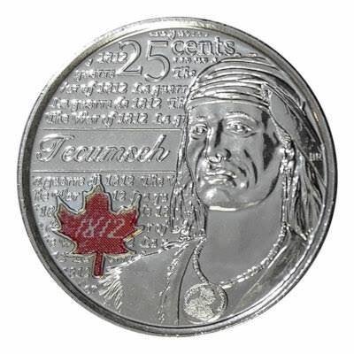 Canada - Colored 25 cent 2012 - Tecumseh - Circulated!, Verzenden, Noord-Amerika, Losse munt