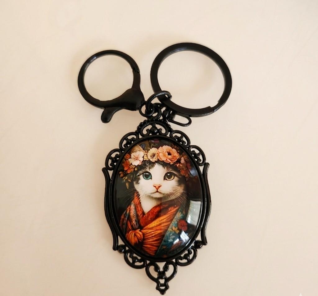 Sleutelhanger met Kattenportret - Vintage Stijl, Ophalen of Verzenden, Nieuw, Dier of Natuur