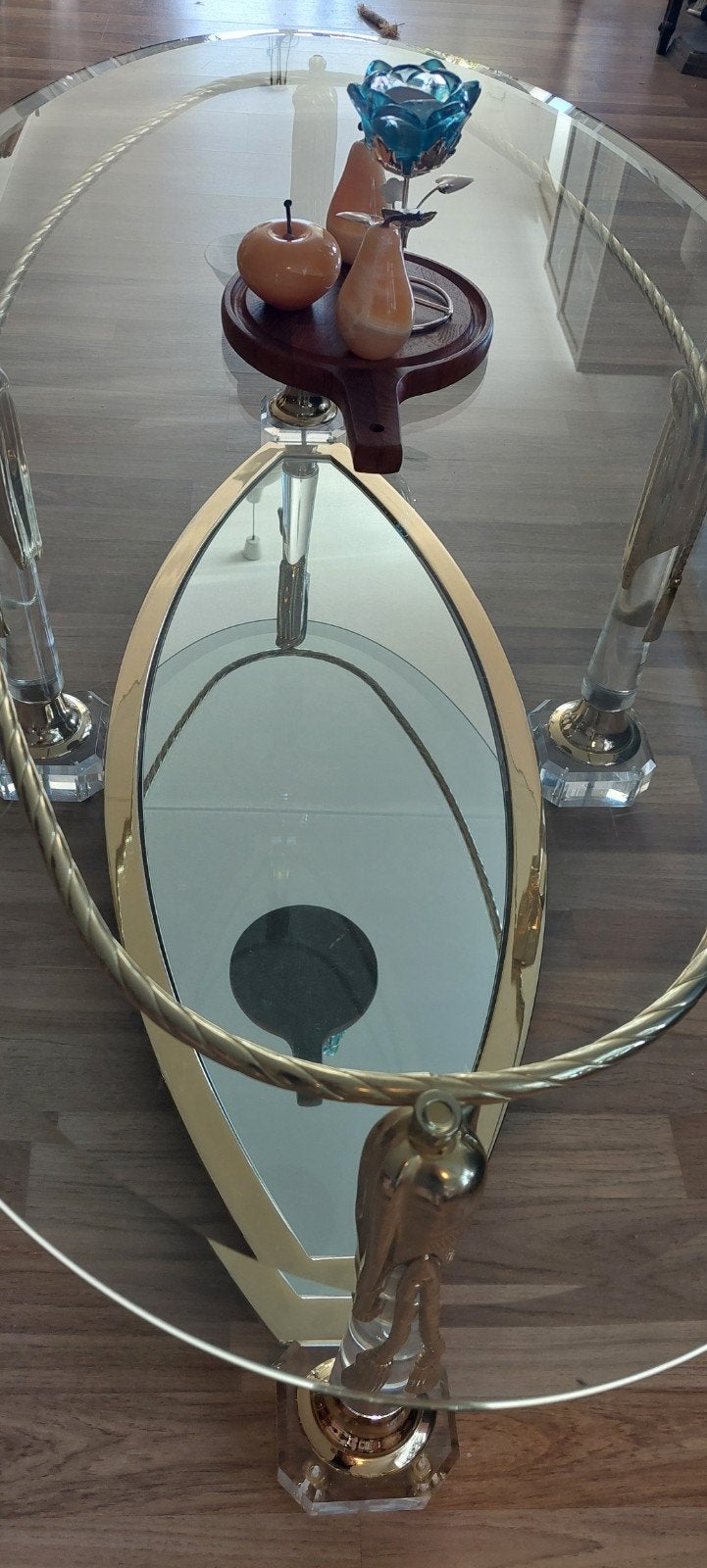 Hollywood Regency 1920-30s stijl glas salontafel, Italiaans, Ophalen
