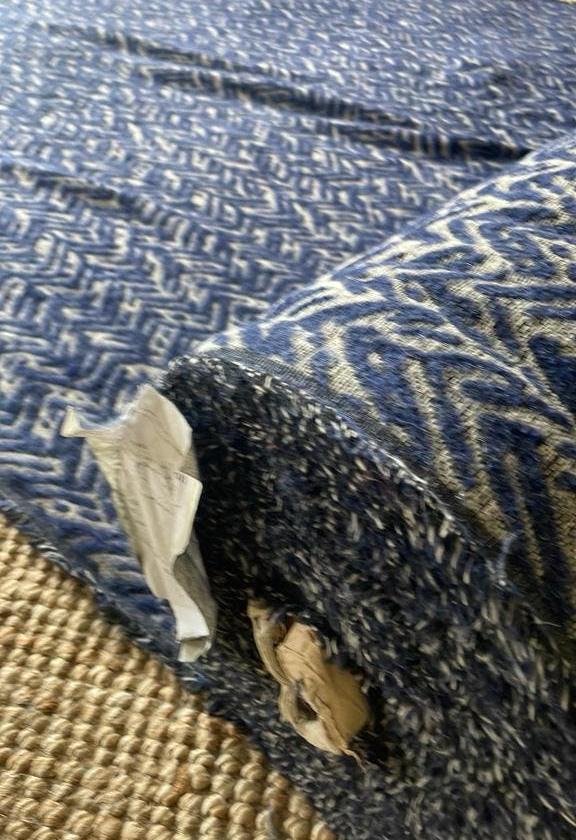 Rol meubel stof met wol & alpaca, Ophalen, Wol, Blauw, 120 cm of meer