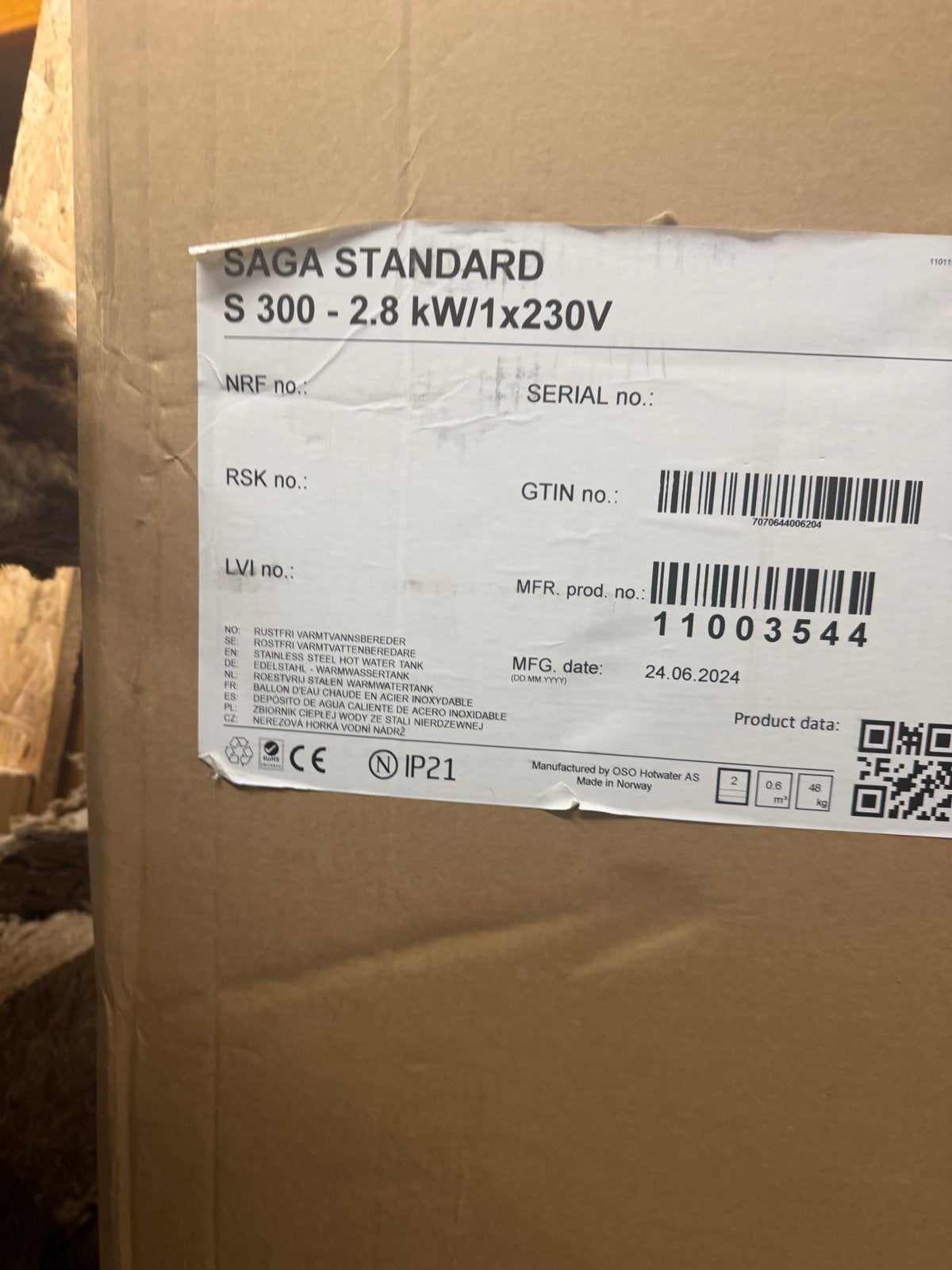 Nieuwe OSO Saga Standard S 300 Boiler - 300 liter, Ophalen, 100 liter of meer, Nieuw, Boiler