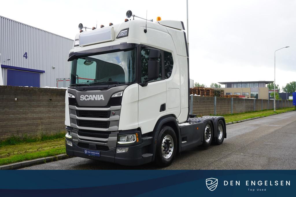 Scania R500 6x2 Alcoa Carplay 2x Tank Koelkast (bj 2019), Automaat, Stof, Scania, Wit