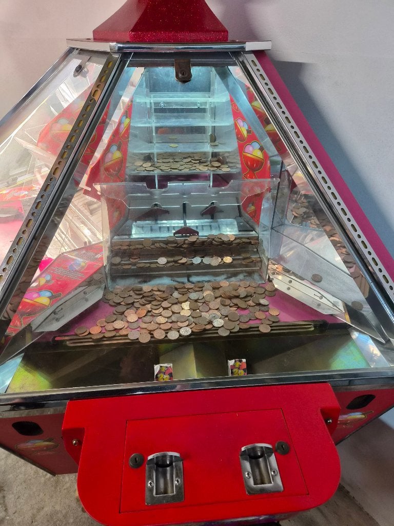 3 persoons muntenschuiver Butti Frutti – kermisautomaat, Overige munten, Ophalen, Gebruikt, Met sleutels