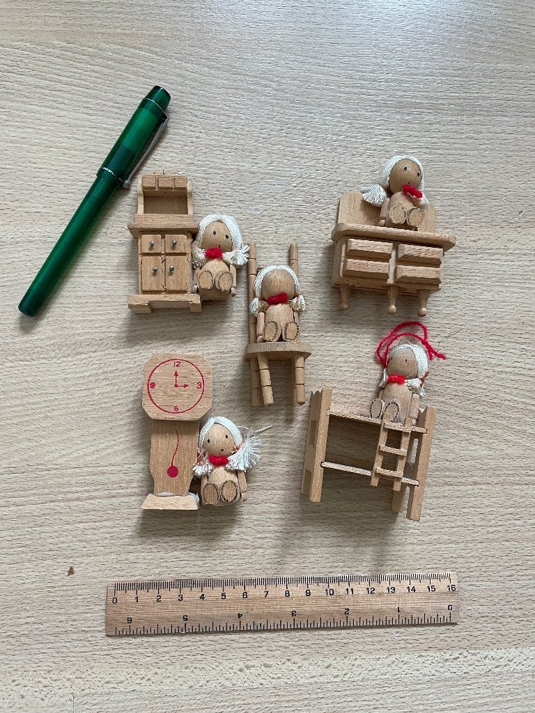 Vintage houten poppetjes (Erzgebirge), Ophalen of Verzenden, Gebruikt