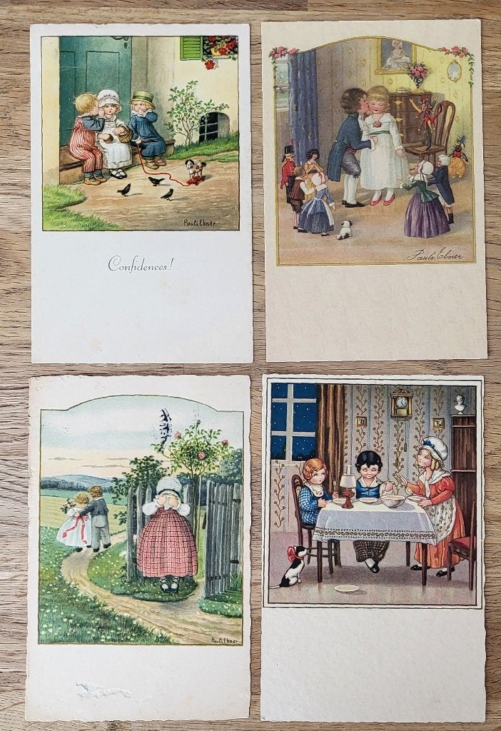 4x Pauli Ebner ansichtkaarten kinderen, Ophalen of Verzenden, 1920 tot 1940, Gelopen, Kinderen