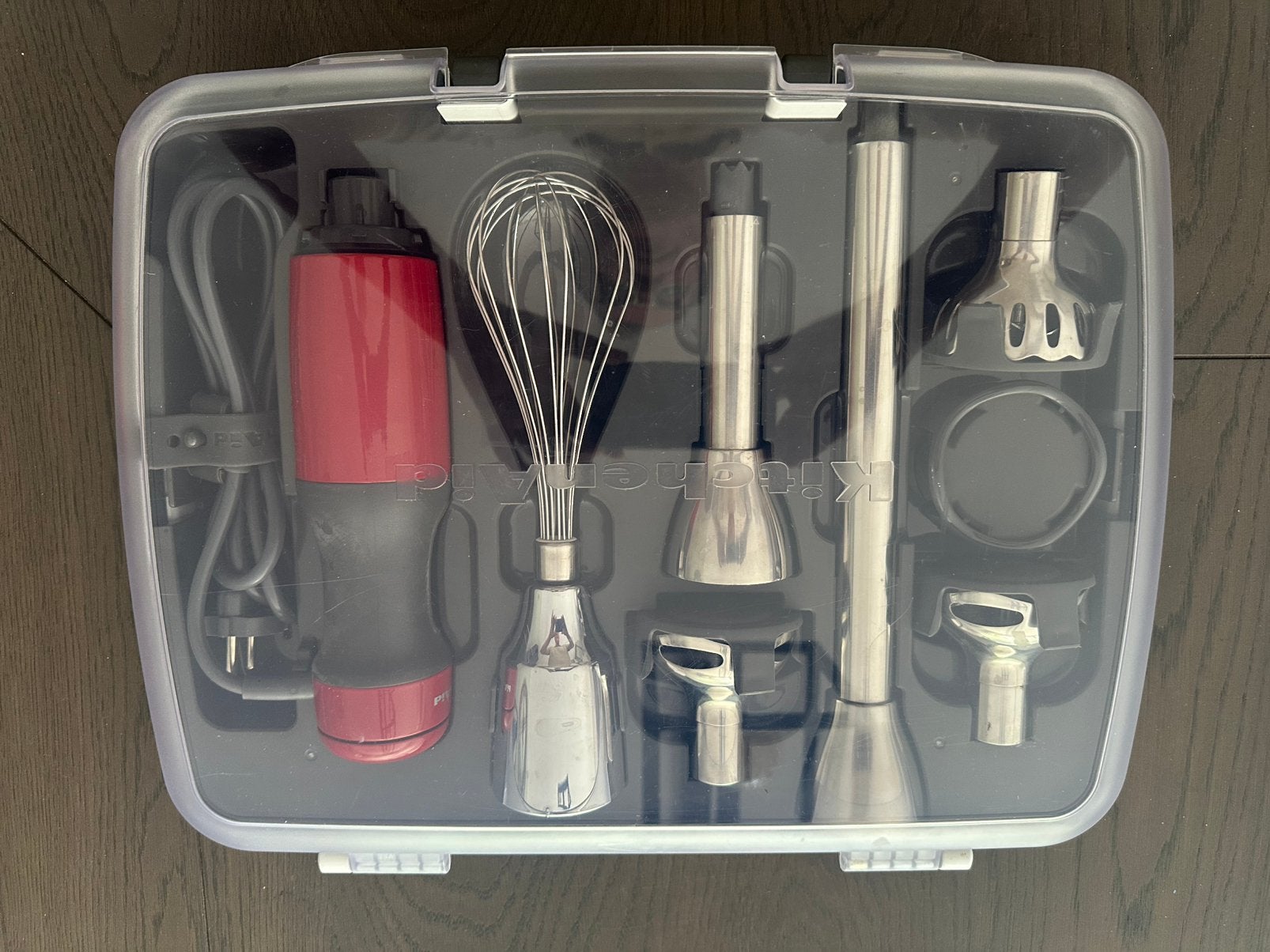 KitchenAid staafmixer set met accessoires - Rood, Ophalen of Verzenden, Zo goed als nieuw
